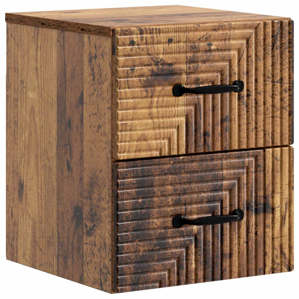 Seinälle Kiinnitettävä Yöpöytä Vanha puu 34,5 x 33 x 40 cm