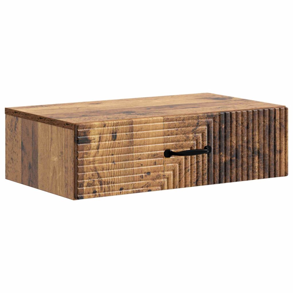 Seinälle Asennettava Sivupöytä Vanha puu 59 x 34,5 x 17 cm