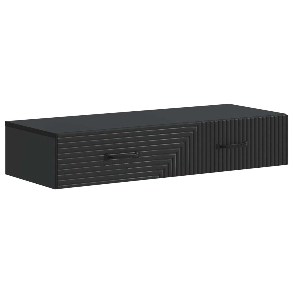 Seinälle Asennettava Sivupöytä Musta 87,5 x 34,5 x 17 cm