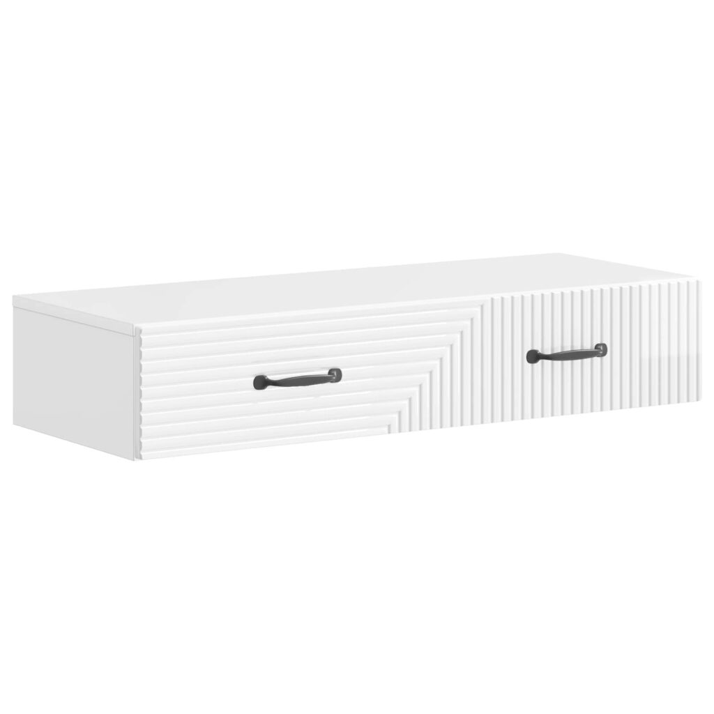 Seinälle Asennettava Sivupöytä Korkeakiiltoinen valkoinen