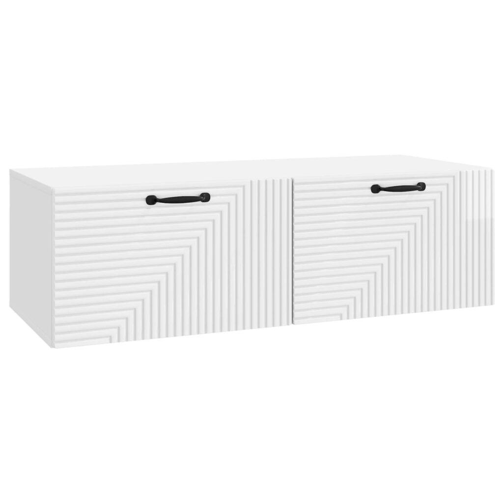 Seinälle asennettava TV-kaappi Korkeakiiltoinen valkoinen