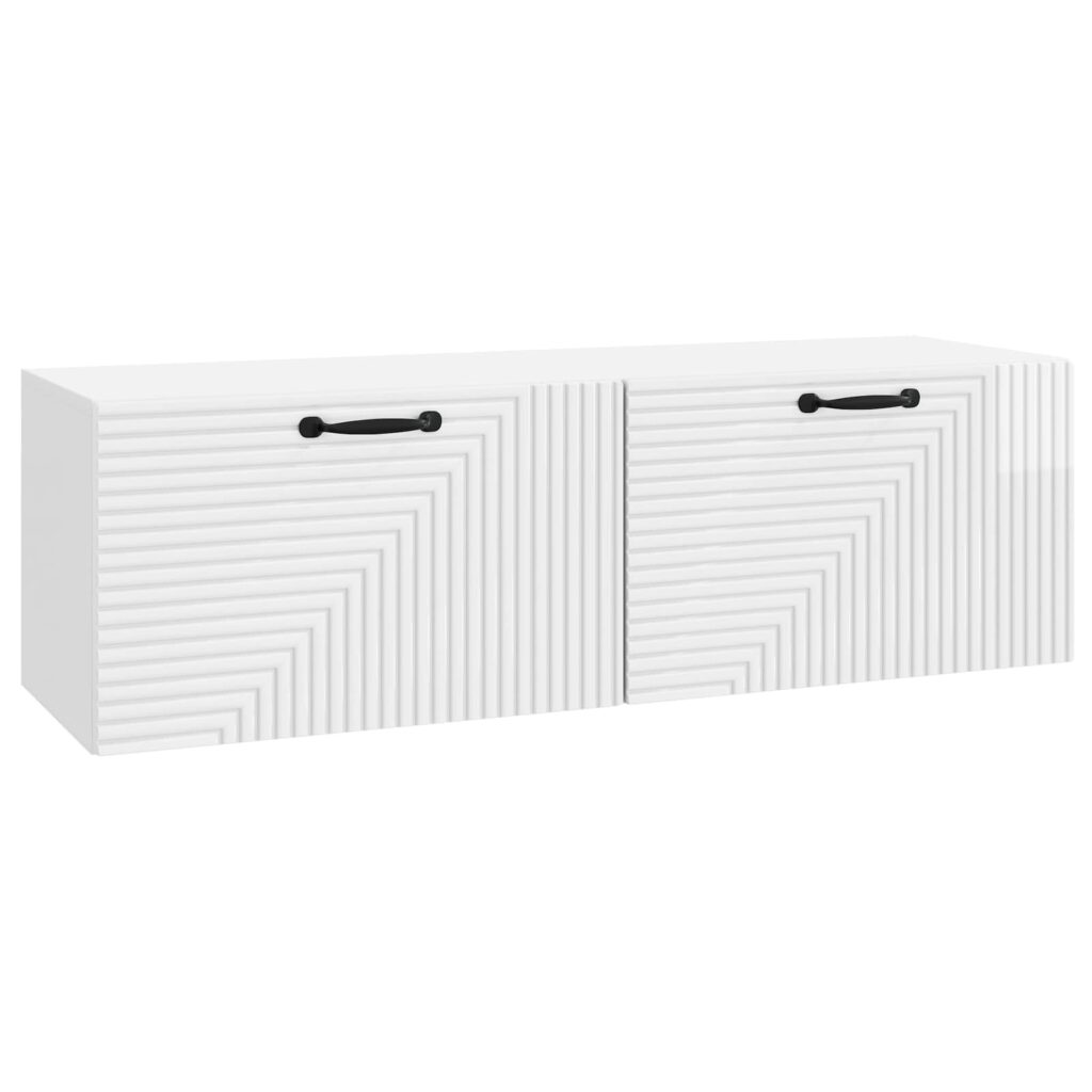 Seinälle asennettava TV-kaappi Korkeakiiltoinen valkoinen