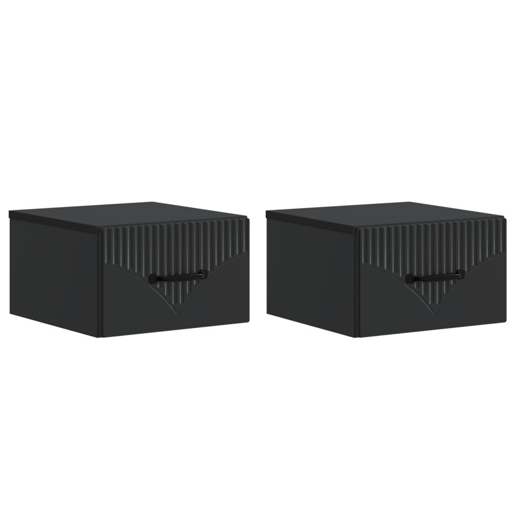Seinälle Kiinnitettävä Yöpöytä 2 pcs Musta 34,5 x 33 x 20 cm