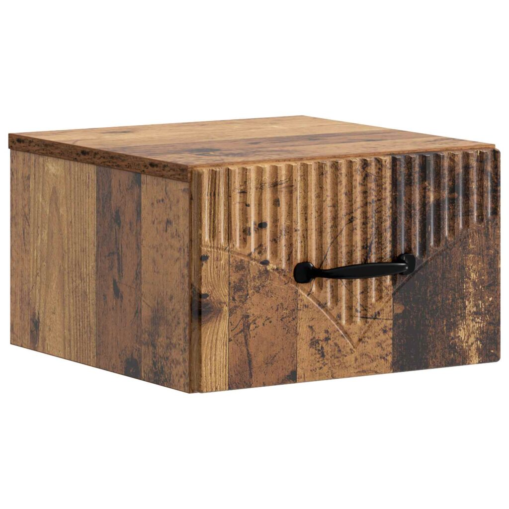 Seinälle Kiinnitettävä Yöpöytä Vanha puu 34,5 x 33 x 20 cm