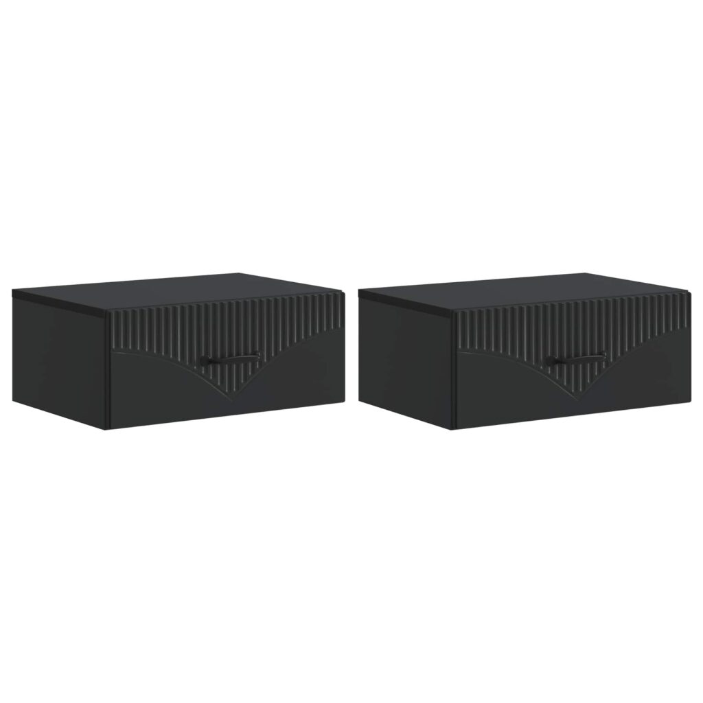 Seinälle Kiinnitettävä Yöpöytä 2 pcs Musta 49 x 34,5 x 20 cm