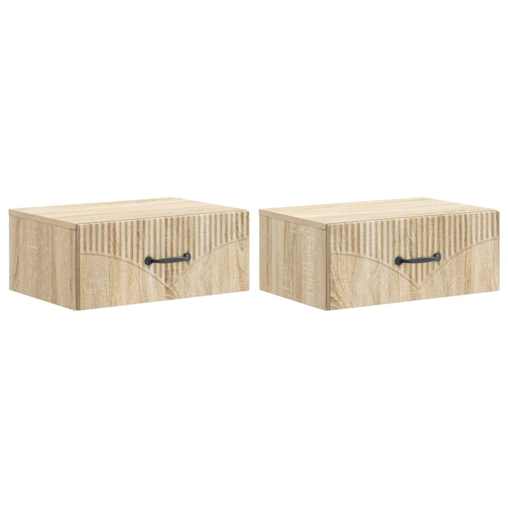 Seinälle Kiinnitettävä Yöpöytä 2 pcs Sonoma-tammi Tekninen puu