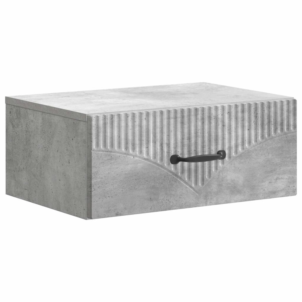 Seinälle Kiinnitettävä Yöpöytä Betoninharmaa 49 x 34,5 x 20 cm