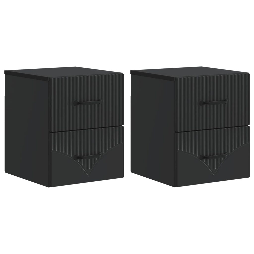 Seinälle Kiinnitettävä Yöpöytä 2 pcs Musta 34,5 x 33 x 40 cm