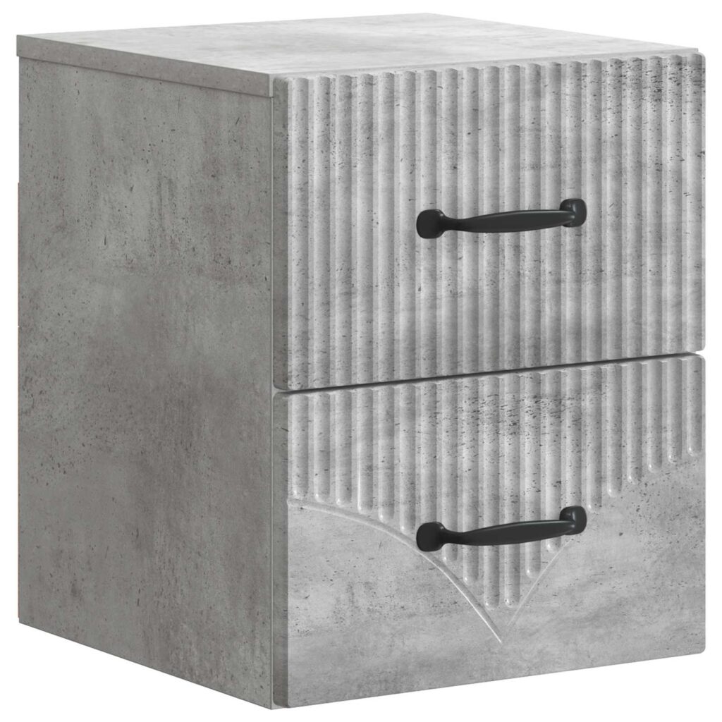 Seinälle Kiinnitettävä Yöpöytä Betoninharmaa 34,5 x 33 x 40 cm