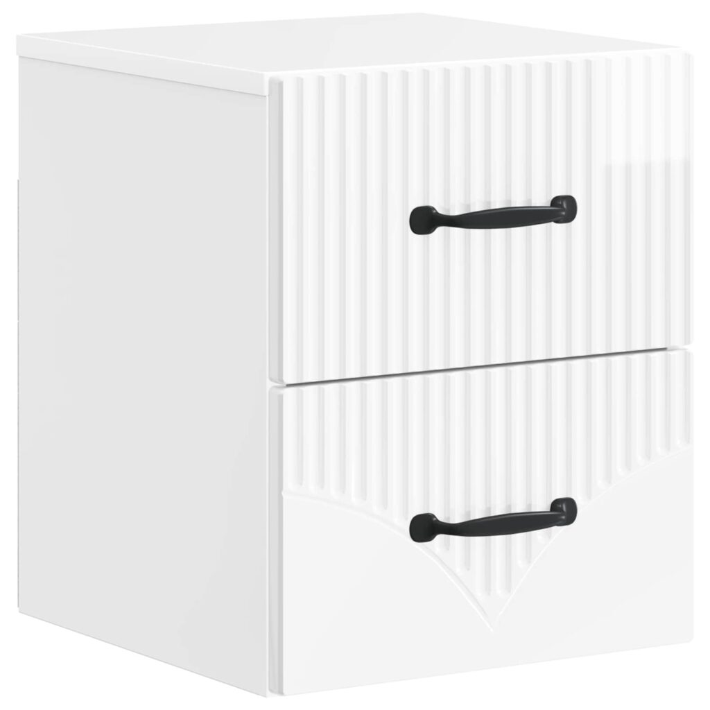 Seinälle Kiinnitettävä Yöpöytä Korkeakiiltoinen valkoinen