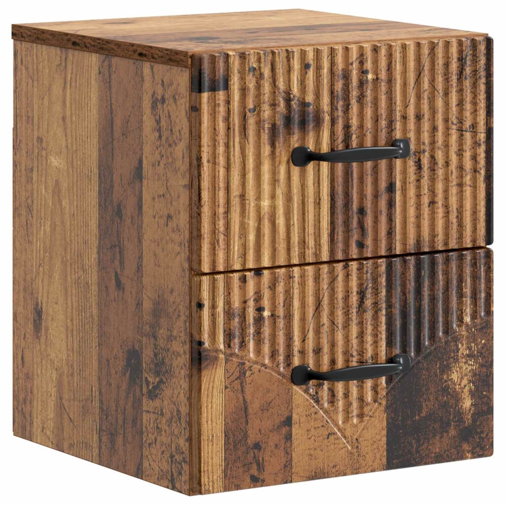 Seinälle Kiinnitettävä Yöpöytä Vanha puu 34,5 x 33 x 40 cm