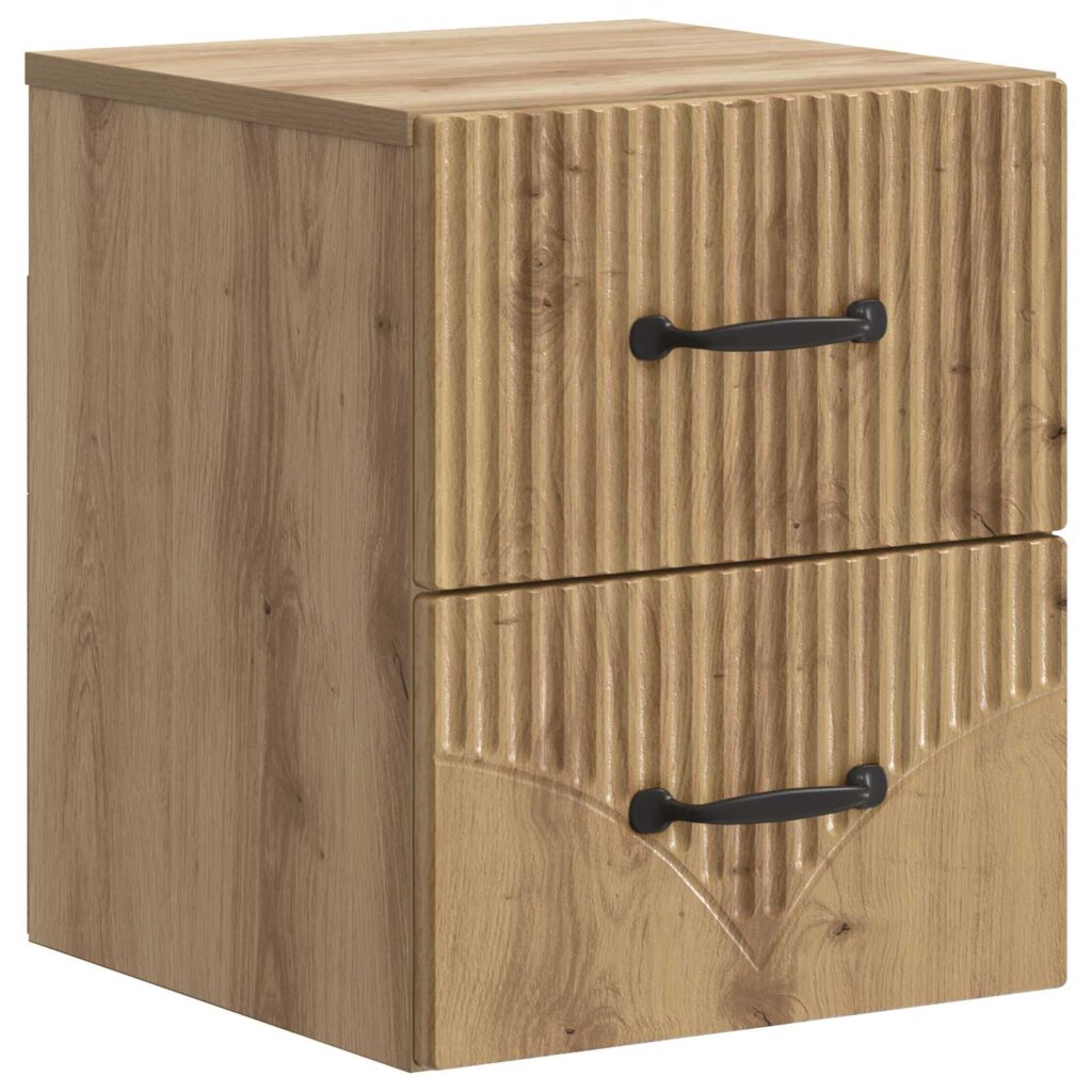 Seinälle Kiinnitettävä Yöpöytä Artisaanitammi 34,5 x 33 x 40 cm