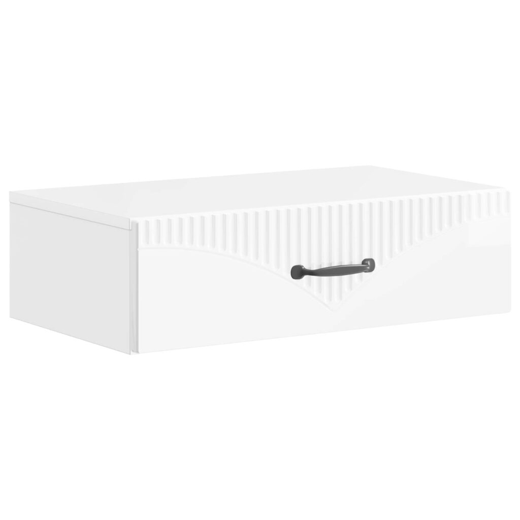 Seinälle Asennettava Sivupöytä Korkeakiiltoinen valkoinen