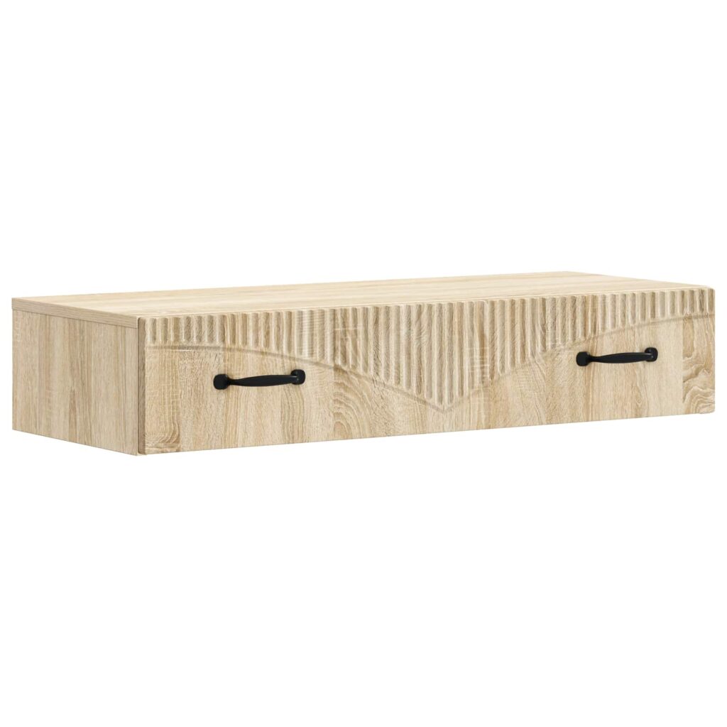 Seinälle Asennettava Sivupöytä Sonoma-tammi 87,5 x 34,5 x 17 cm