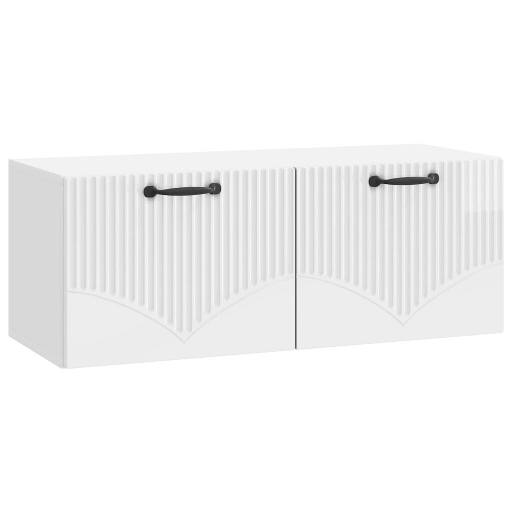 Seinälle asennettava TV-kaappi Korkeakiiltoinen valkoinen