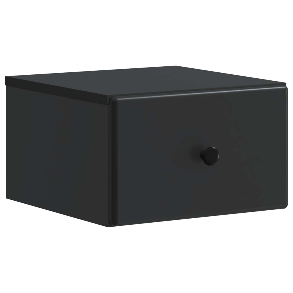 Seinälle Kiinnitettävä Yöpöytä Musta 34,5 x 33 x 20 cm
