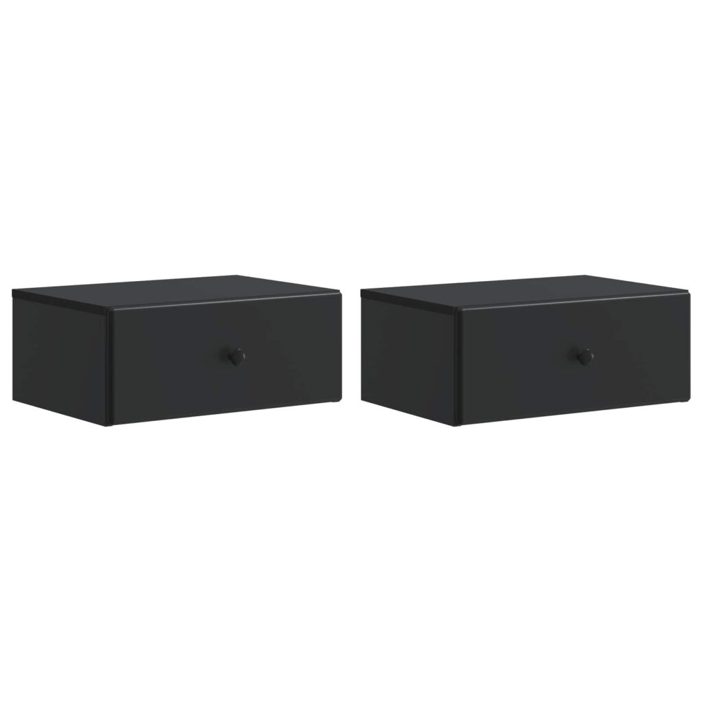 Seinälle Kiinnitettävä Yöpöytä 2 pcs Musta 49 x 34,5 x 20 cm