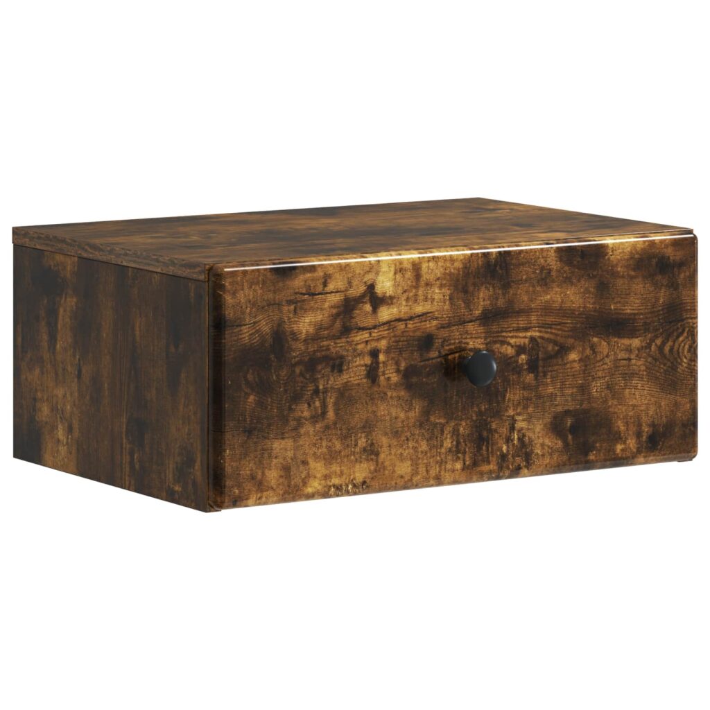 Seinälle Kiinnitettävä Yöpöytä Savutammi 49 x 34,5 x 20 cm