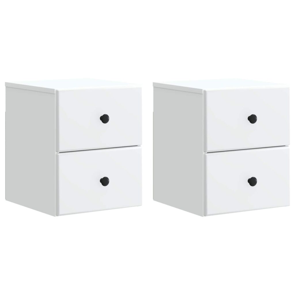 Seinälle Kiinnitettävä Yöpöytä 2 pcs valkoinen Tekninen puu