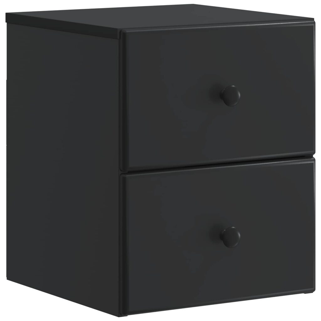 Seinälle Kiinnitettävä Yöpöytä Musta 34,5 x 33 x 40 cm