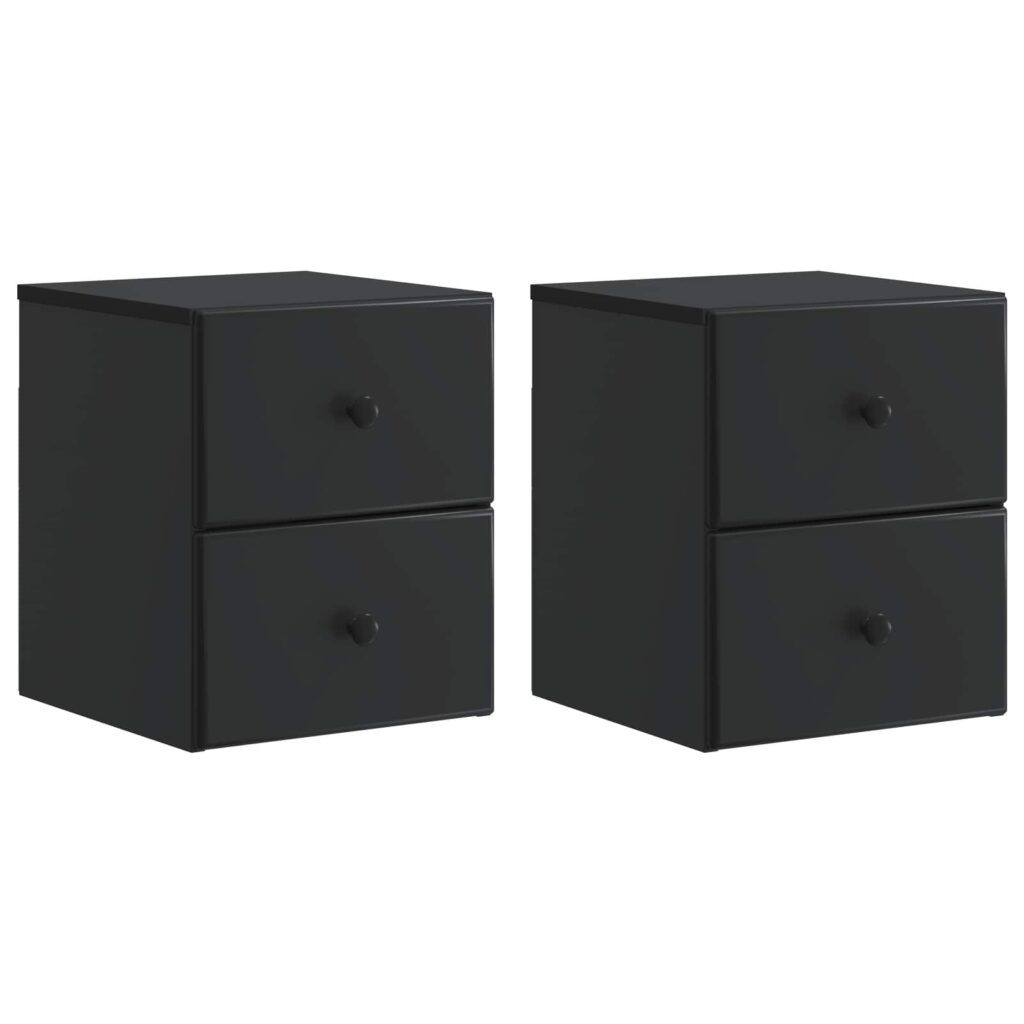 Seinälle Kiinnitettävä Yöpöytä 2 pcs Musta 34,5 x 33 x 40 cm