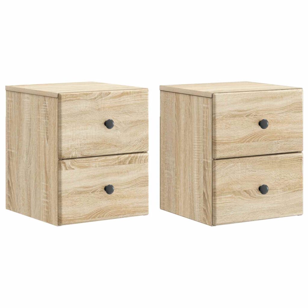 Seinälle Kiinnitettävä Yöpöytä 2 pcs Sonoma-tammi Tekninen puu
