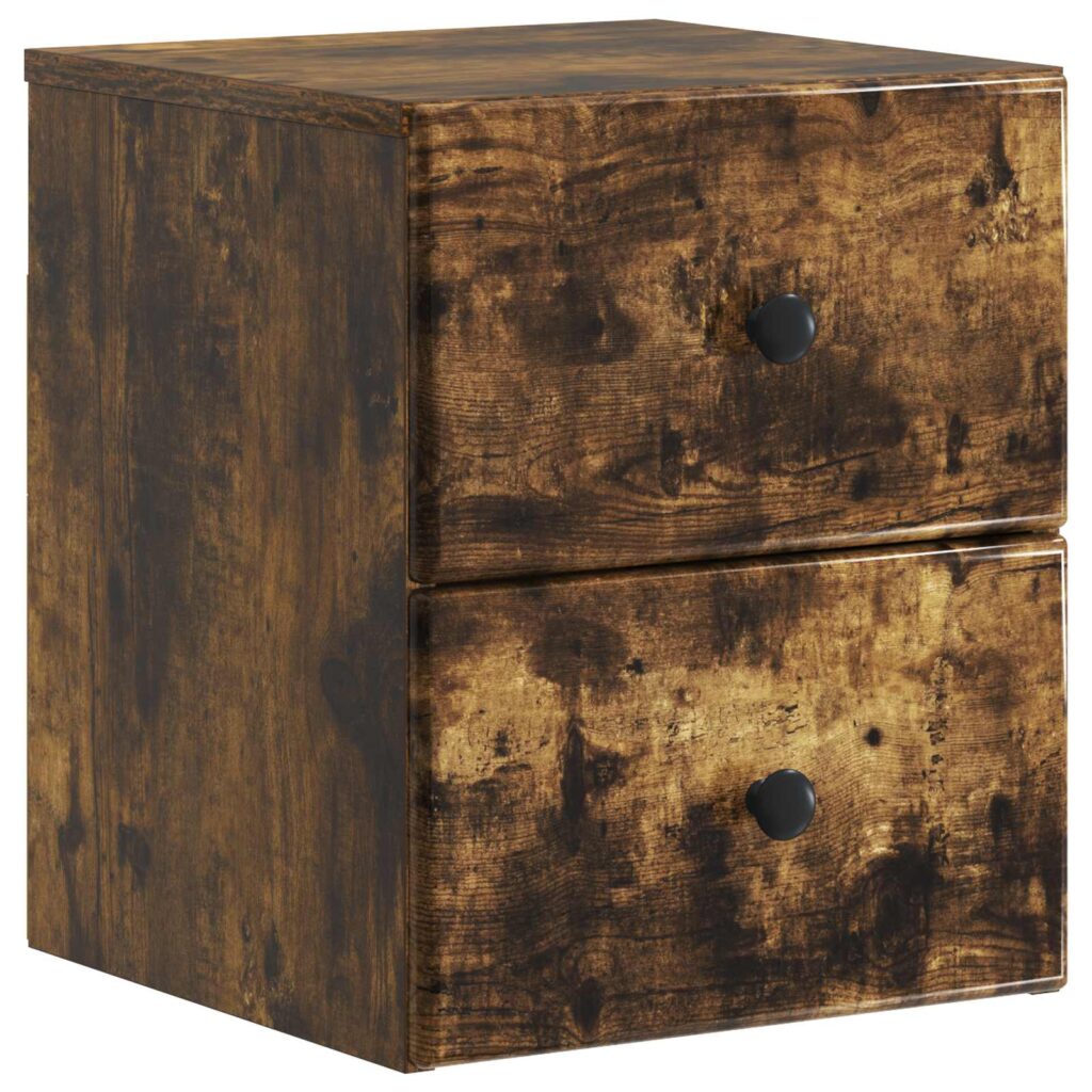 Seinälle Kiinnitettävä Yöpöytä Savutammi 34,5 x 33 x 40 cm