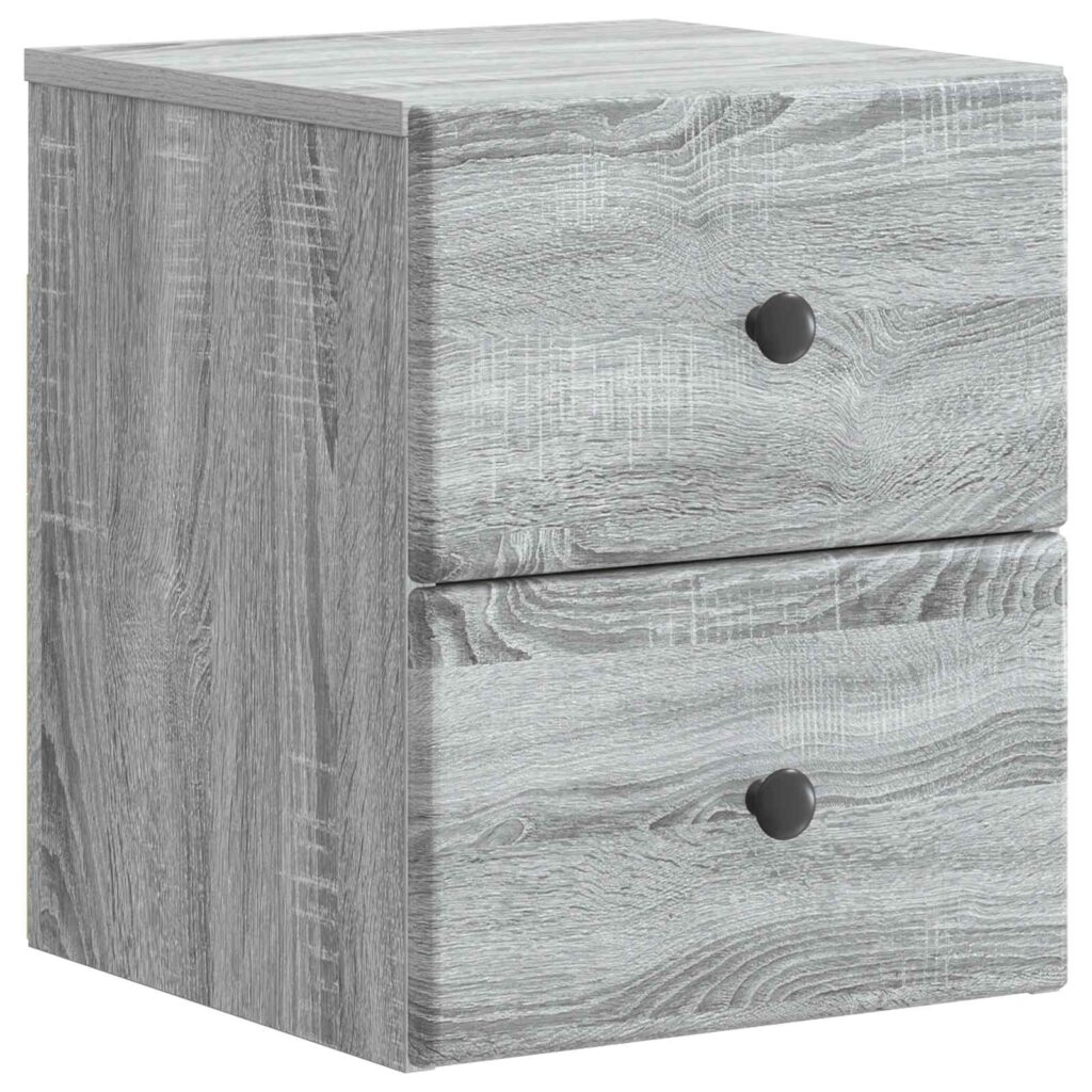 Seinälle Kiinnitettävä Yöpöytä Harmaa sonoma 34,5 x 33 x 40 cm