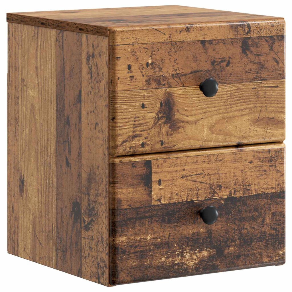 Seinälle Kiinnitettävä Yöpöytä Vanha puu 34,5 x 33 x 40 cm