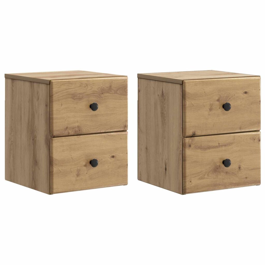 Seinälle Kiinnitettävä Yöpöytä 2 pcs Artisaanitammi