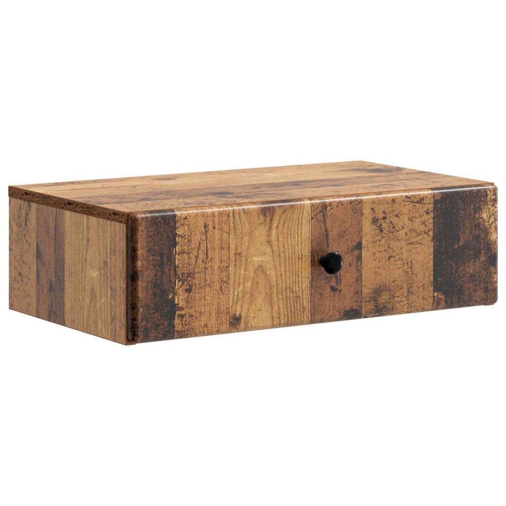 Seinälle Asennettava Sivupöytä Vanha puu 59 x 34,5 x 17 cm