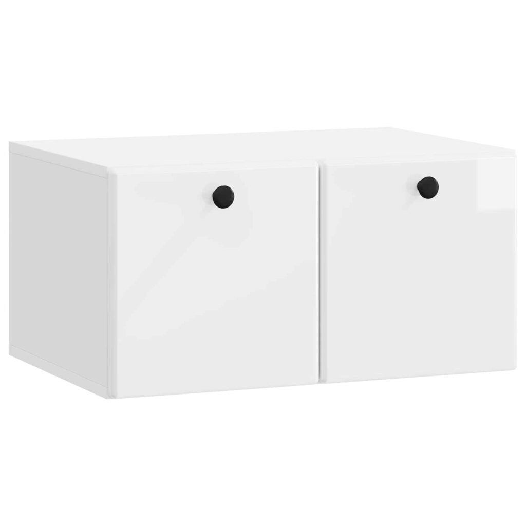 Seinälle asennettava TV-kaappi Korkeakiiltoinen valkoinen