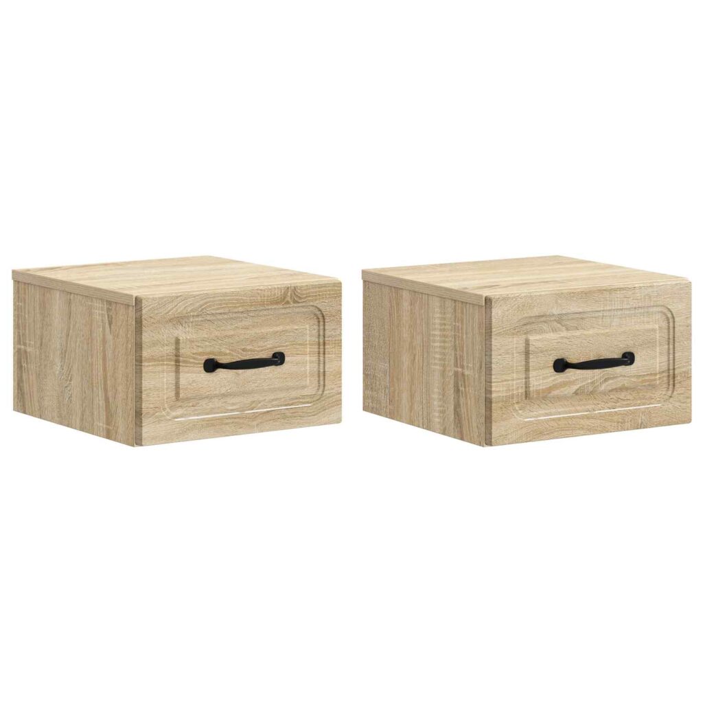 Seinälle Kiinnitettävä Yöpöytä 2 pcs Sonoma-tammi Tekninen puu