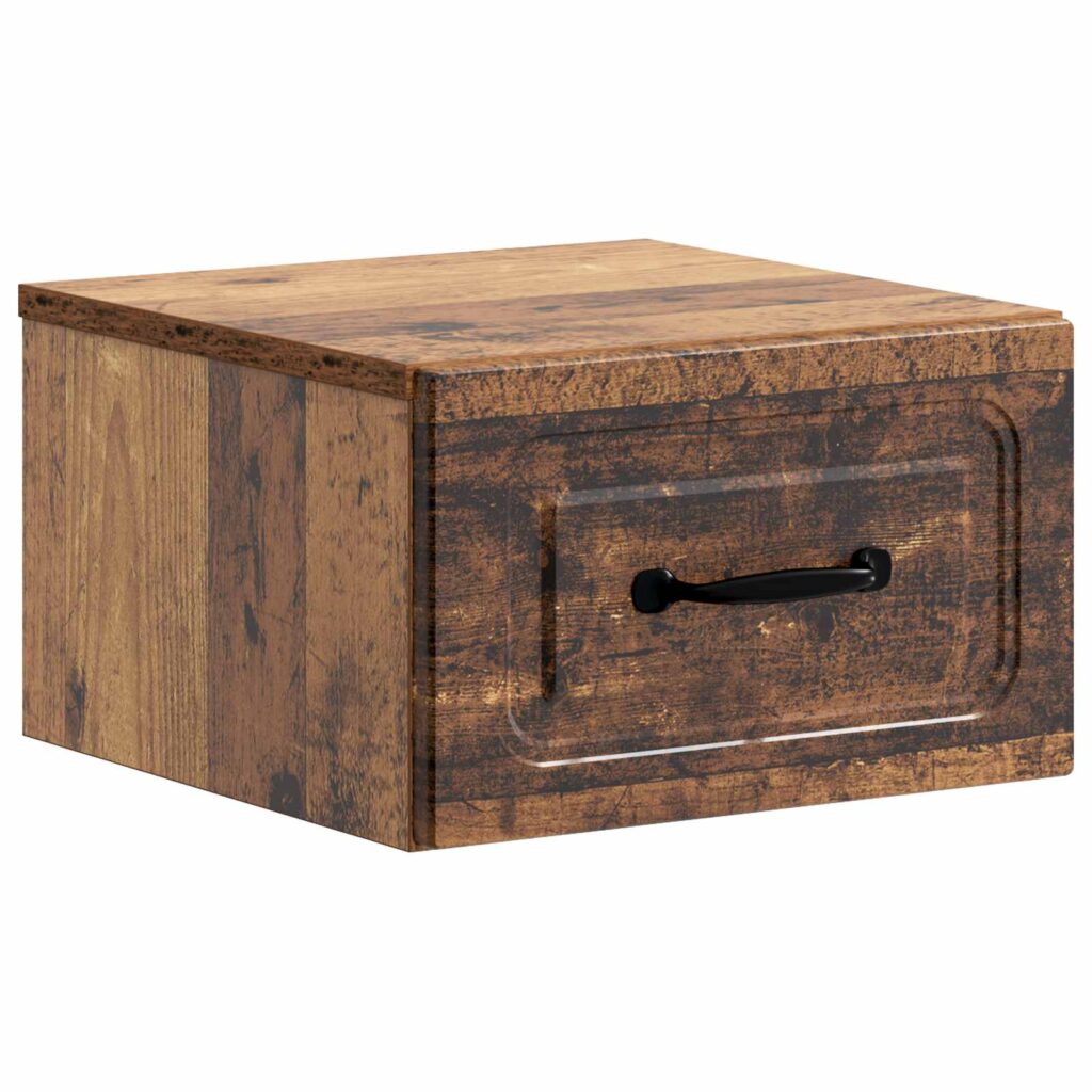 Seinälle Kiinnitettävä Yöpöytä Vanha puu 34,5 x 33 x 20 cm