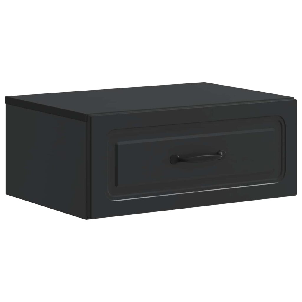 Seinälle Kiinnitettävä Yöpöytä Musta 49 x 34,5 x 20 cm