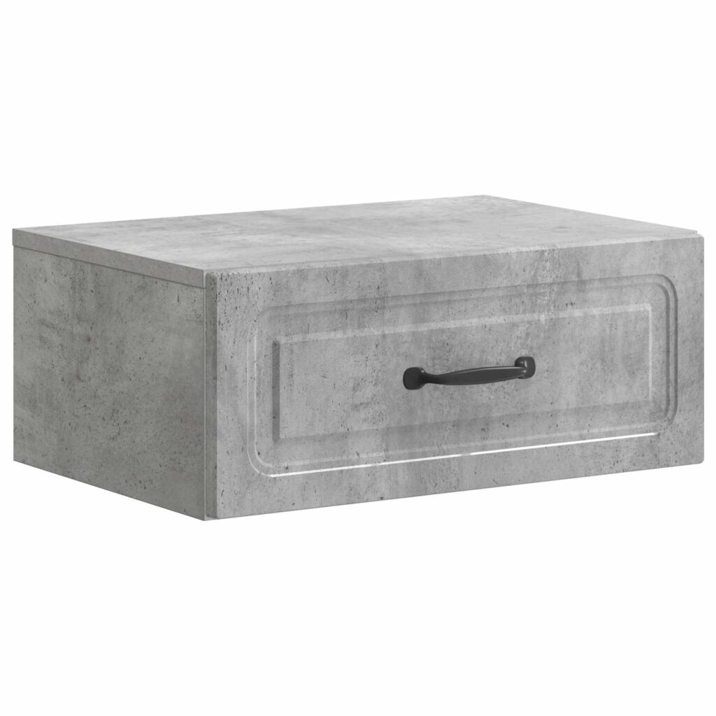 Seinälle Kiinnitettävä Yöpöytä Betoninharmaa 49 x 34,5 x 20 cm