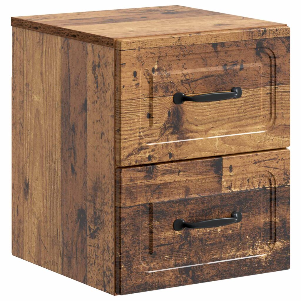 Seinälle Kiinnitettävä Yöpöytä Vanha puu 34,5 x 33 x 40 cm