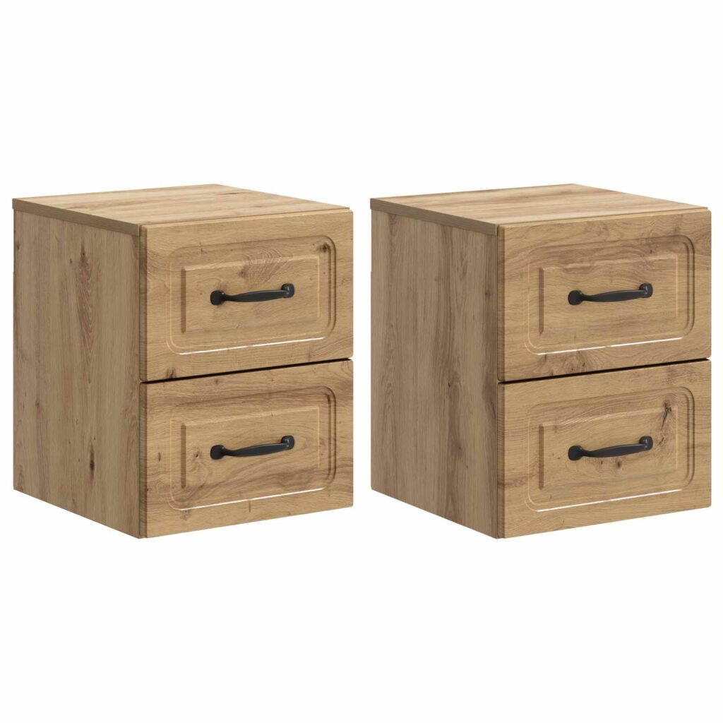 Seinälle Kiinnitettävä Yöpöytä 2 pcs Artisaanitammi