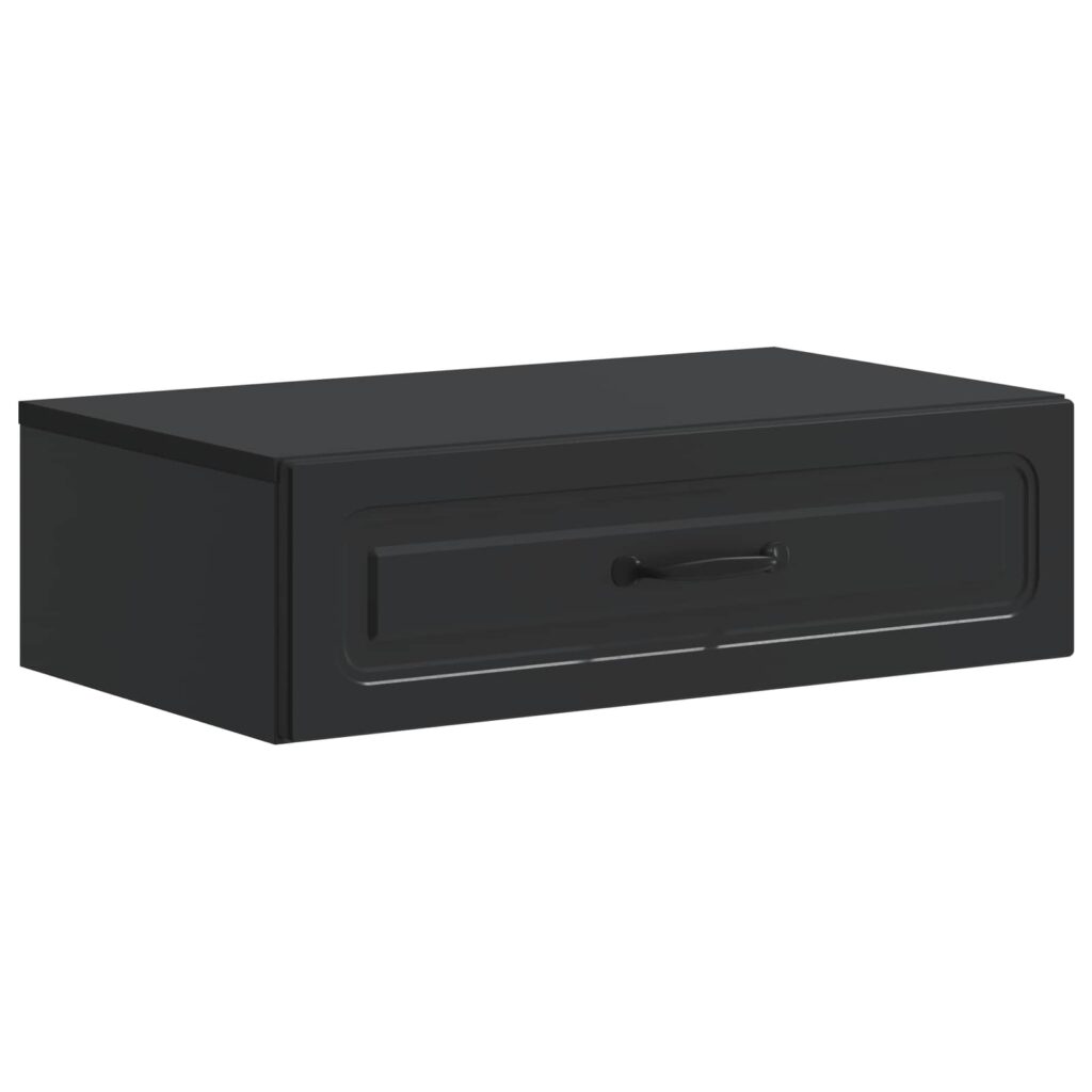 Seinälle Asennettava Sivupöytä Musta 59 x 34,5 x 17 cm