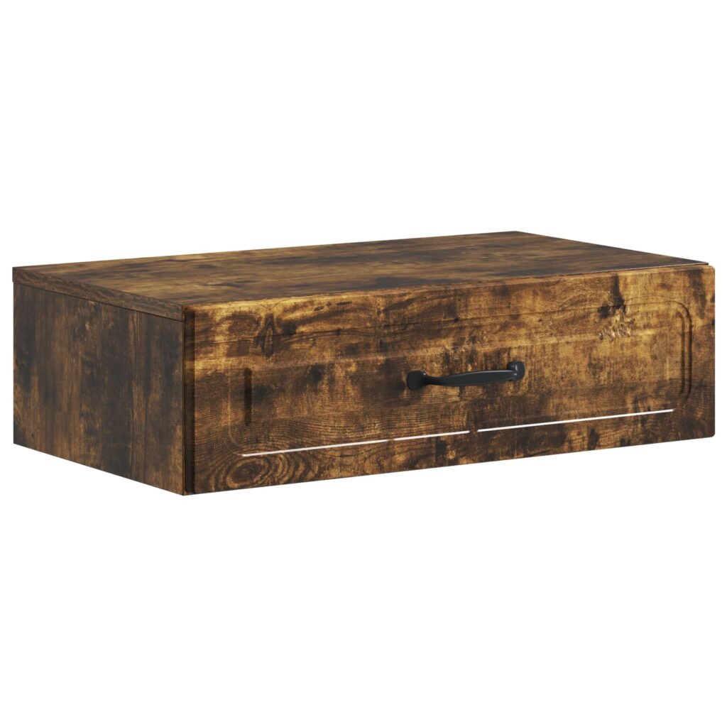 Seinälle Asennettava Sivupöytä Savutammi 59 x 34,5 x 17 cm