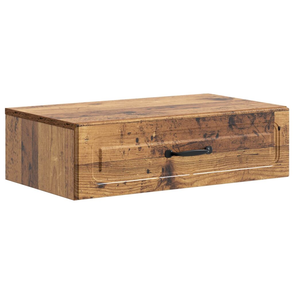 Seinälle Asennettava Sivupöytä Vanha puu 59 x 34,5 x 17 cm
