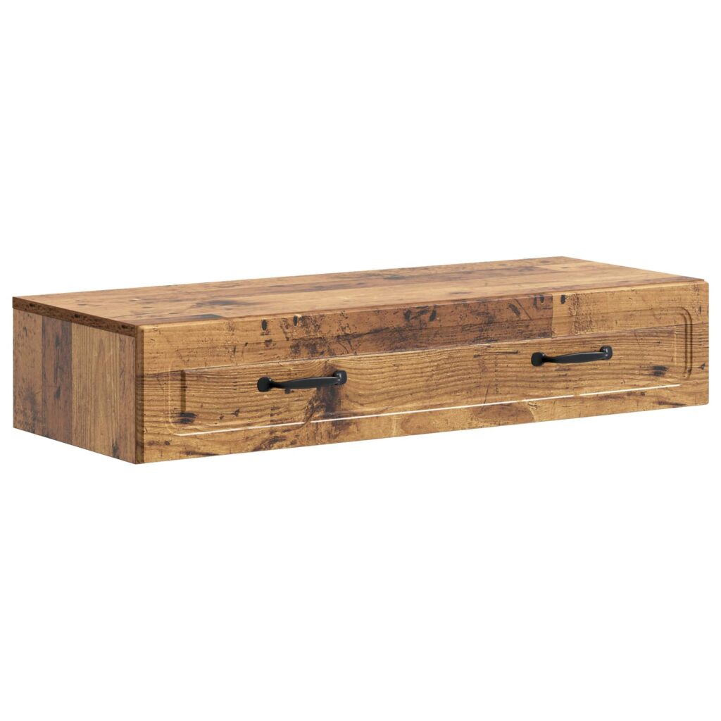 Seinälle Asennettava Sivupöytä Vanha puu 87,5 x 34,5 x 17 cm