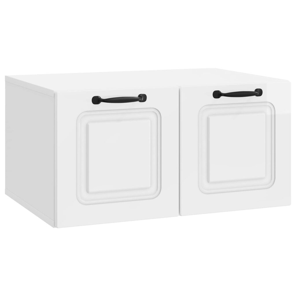 Seinälle asennettava TV-kaappi Korkeakiiltoinen valkoinen