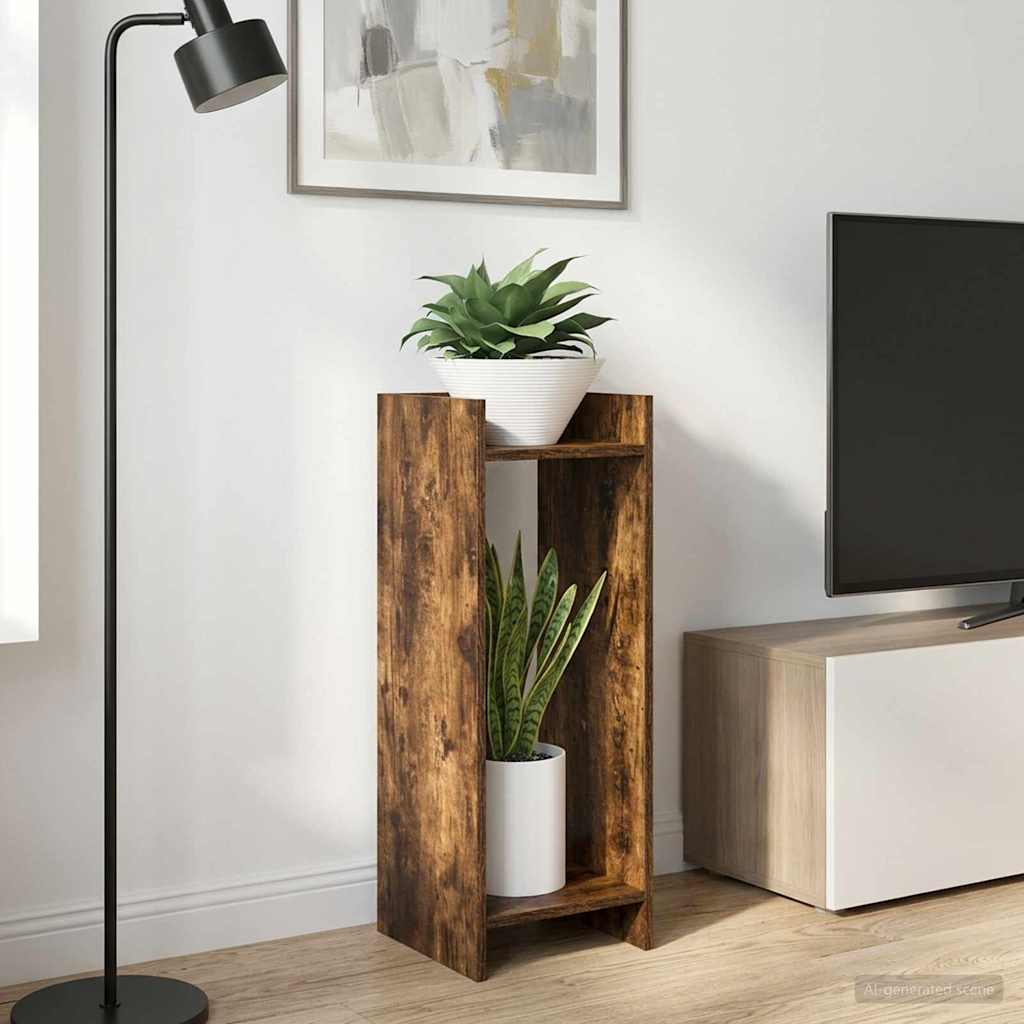 Kasviteline hyllyllä 2 pcs Savustettu Tammi 30 x 30 x 80 cm