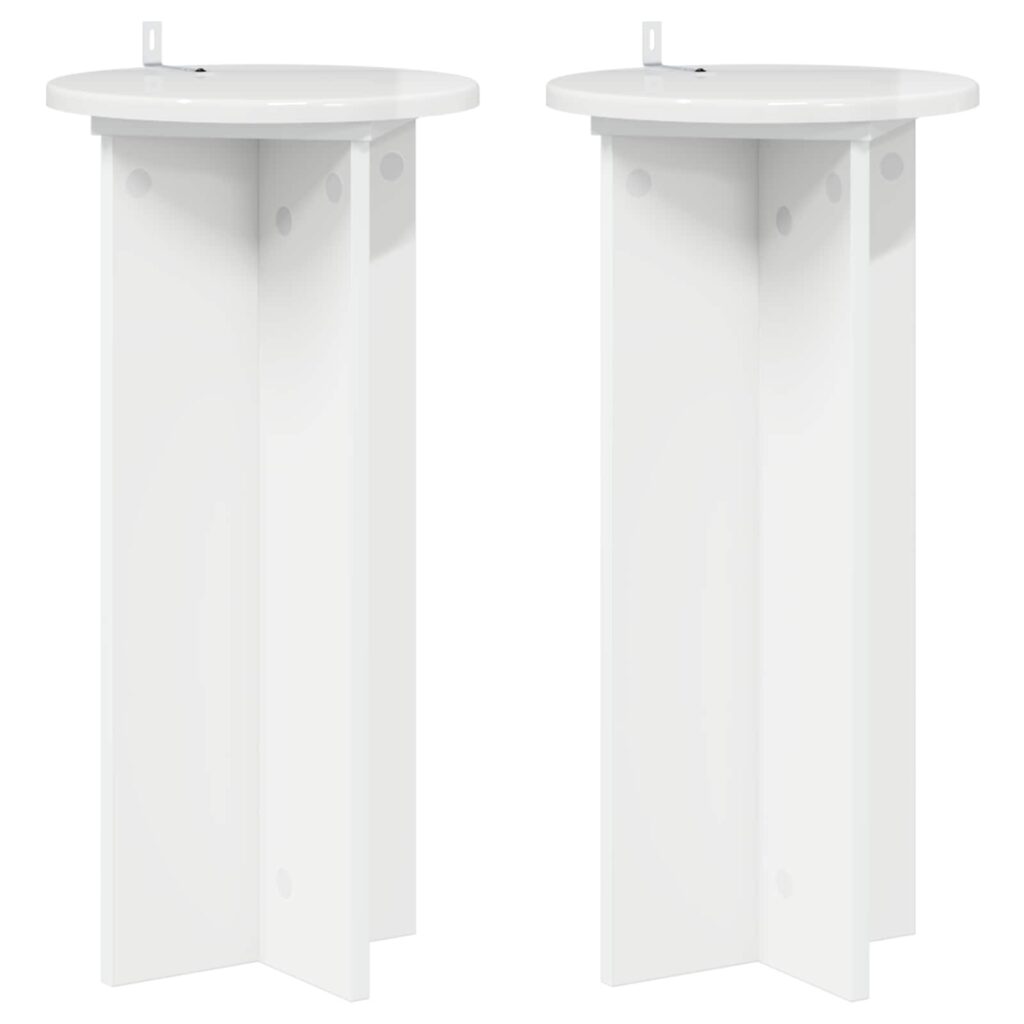 Kasviteline 2 pcs Korkeakiiltoinen valkoinen Tekninen puu