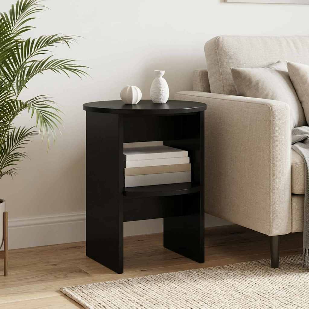 Sivukaappi 2 pcs Musta Ø40 x 50 cm Käsitelty puu