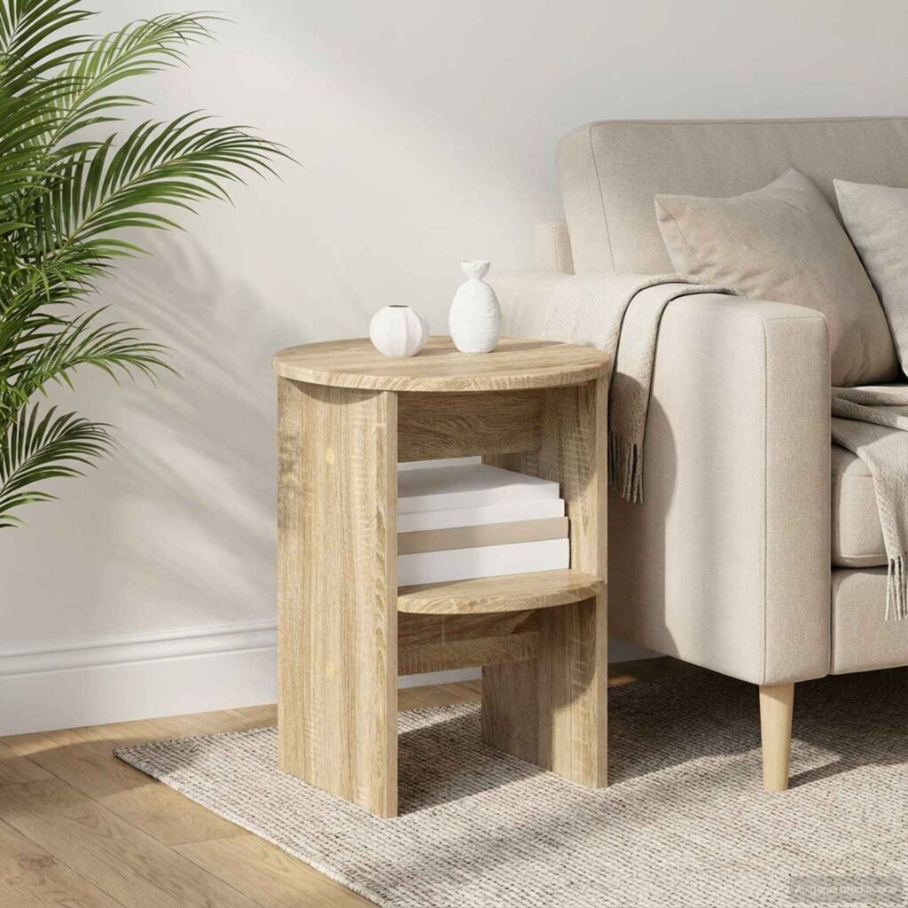 Sivukaappi 2 pcs Sonoman tammi Ø40 x 50 cm Käsitelty puu