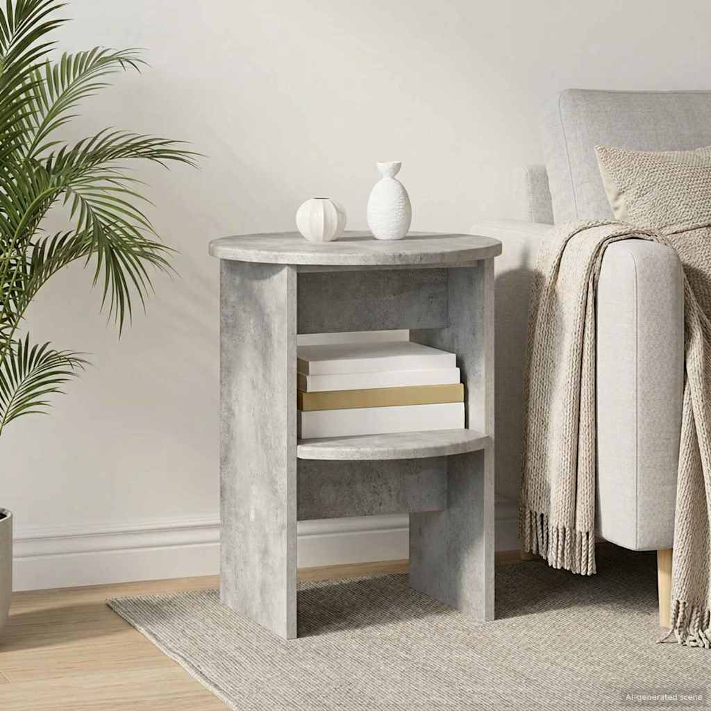 Sivukaappi Betoni Harmaa Ø40 x 50 cm Käsitelty puu