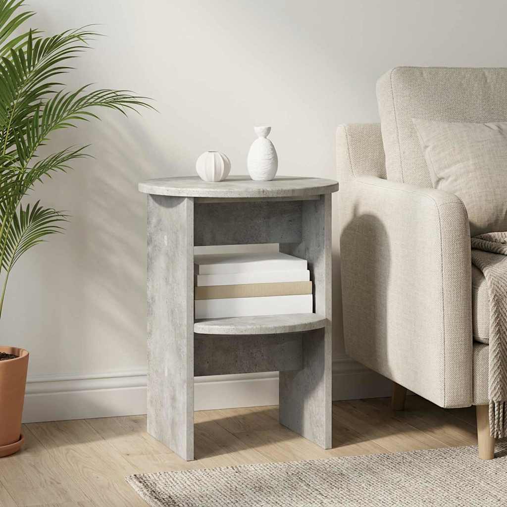 Sivukaappi 2 pcs Betoni Harmaa Ø40 x 50 cm Käsitelty puu