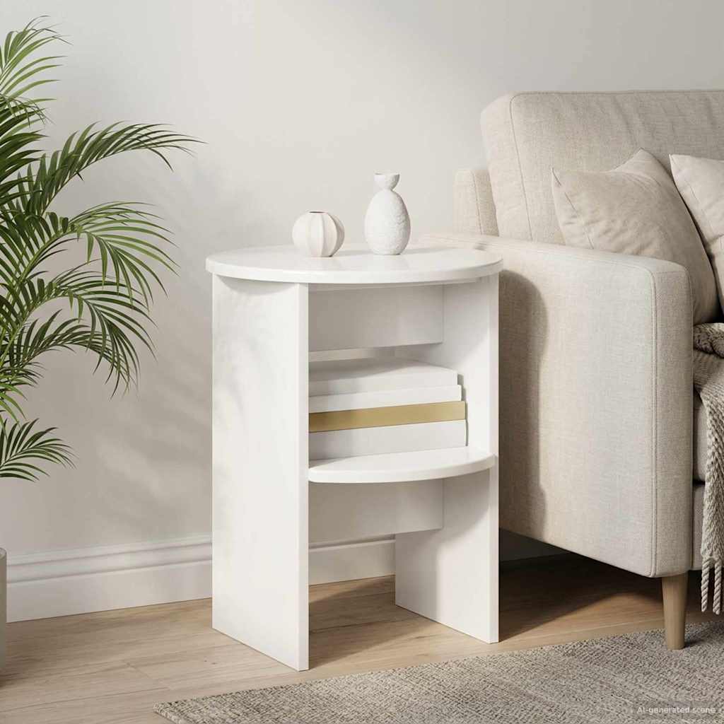 Sivukaappi 2 pcs Kiiltävä Valkoinen Ø40 x 50 cm Käsitelty puu